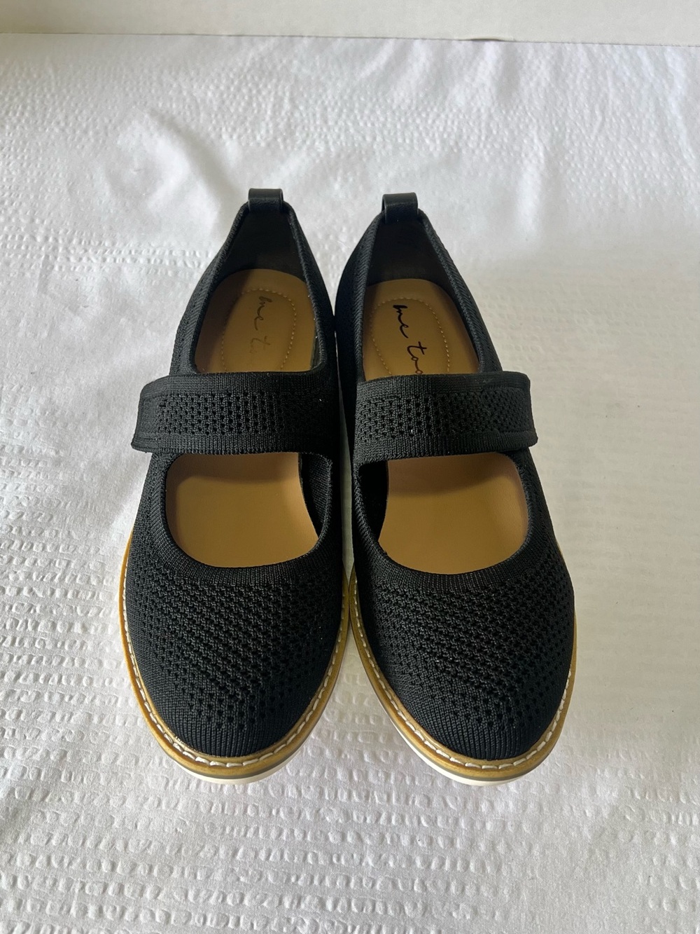 Me Too Comfort Knit Mary Jane Flats - Black